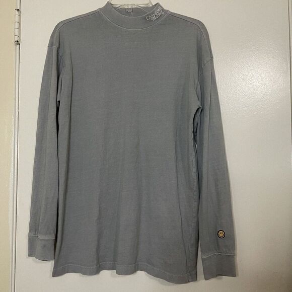 CHINATOWN MARKET gray long sleeve crew neck pullover smiley shirt size Small - Picture 1 of 6